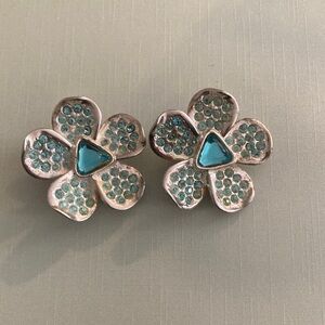 Carolina Herrera Silver and blue Flower Earrings